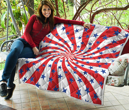 Swirl American Patriotic Star Print Quilt