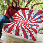 Swirl American Patriotic Star Print Quilt