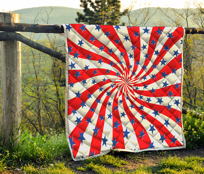 Swirl American Patriotic Star Print Quilt