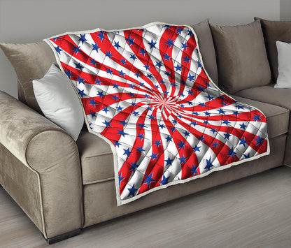 Swirl American Patriotic Star Print Quilt