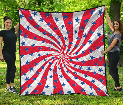 Swirl American Patriotic Star Print Quilt
