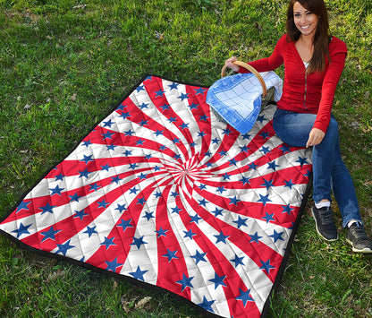 Swirl American Patriotic Star Print Quilt