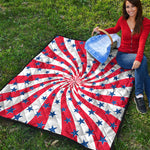 Swirl American Patriotic Star Print Quilt