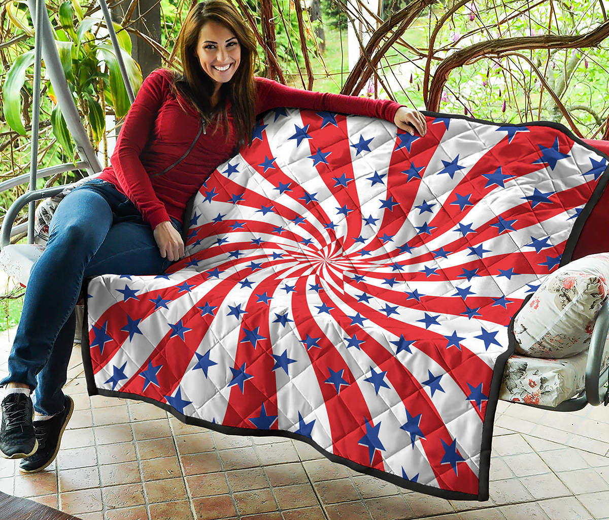 Swirl American Patriotic Star Print Quilt