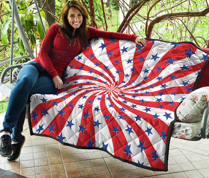Swirl American Patriotic Star Print Quilt
