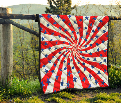 Swirl American Patriotic Star Print Quilt