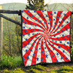 Swirl American Patriotic Star Print Quilt