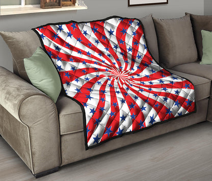 Swirl American Patriotic Star Print Quilt