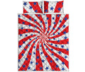 Swirl American Patriotic Star Print Quilt Bed Set