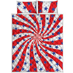 Swirl American Patriotic Star Print Quilt Bed Set