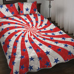 Swirl American Patriotic Star Print Quilt Bed Set