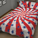 Swirl American Patriotic Star Print Quilt Bed Set