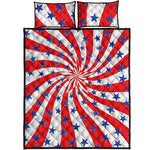 Swirl American Patriotic Star Print Quilt Bed Set