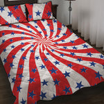 Swirl American Patriotic Star Print Quilt Bed Set
