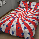Swirl American Patriotic Star Print Quilt Bed Set