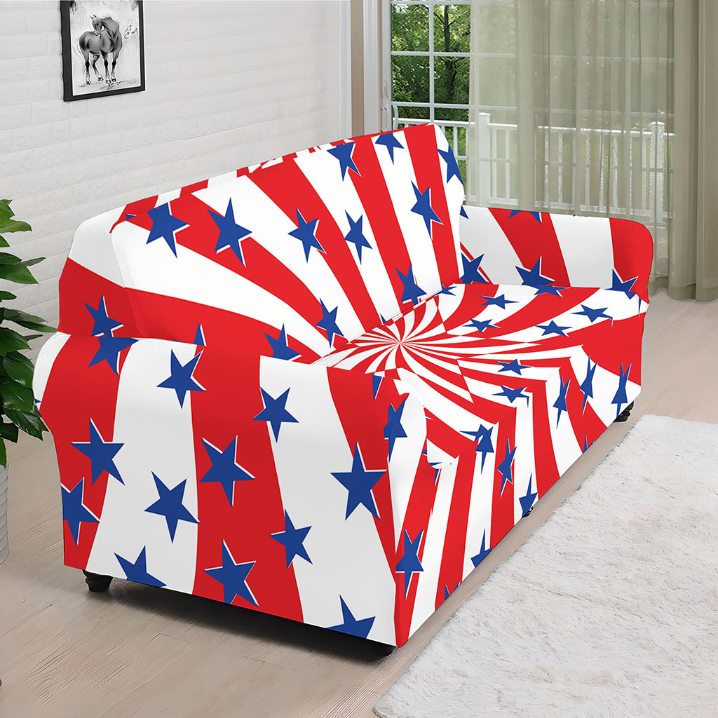 Swirl American Patriotic Star Print Sofa Cover