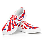 Swirl American Patriotic Star Print White Slip On Shoes