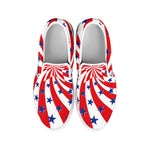 Swirl American Patriotic Star Print White Slip On Shoes