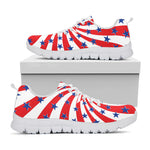 Swirl American Patriotic Star Print White Sneakers