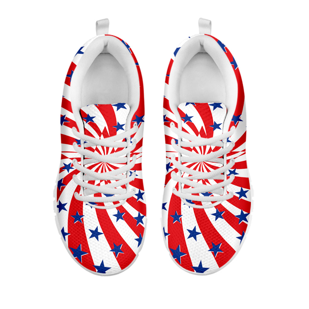 Swirl American Patriotic Star Print White Sneakers