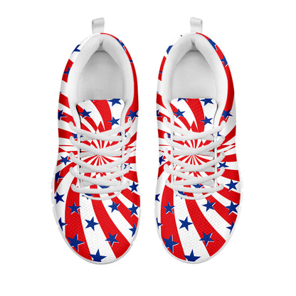 Swirl American Patriotic Star Print White Sneakers
