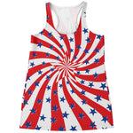 Swirl American Patriotic Star Print Women's Racerback Tank Top