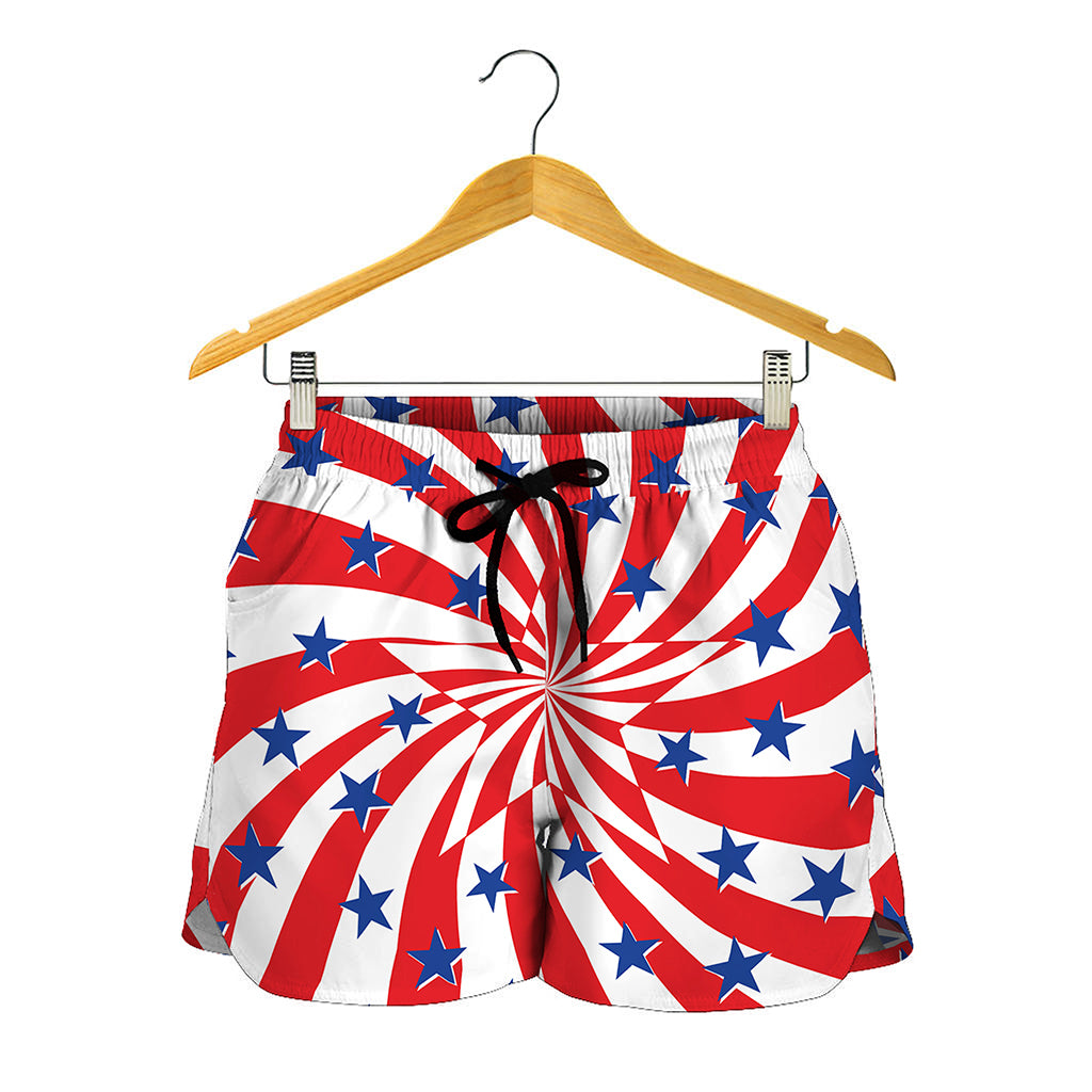 Swirl American Patriotic Star Print Women's Shorts