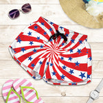 Swirl American Patriotic Star Print Women's Shorts