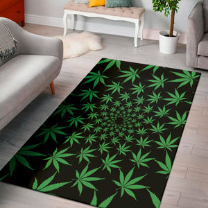 Swirl Cannabis Leaf Print Area Rug