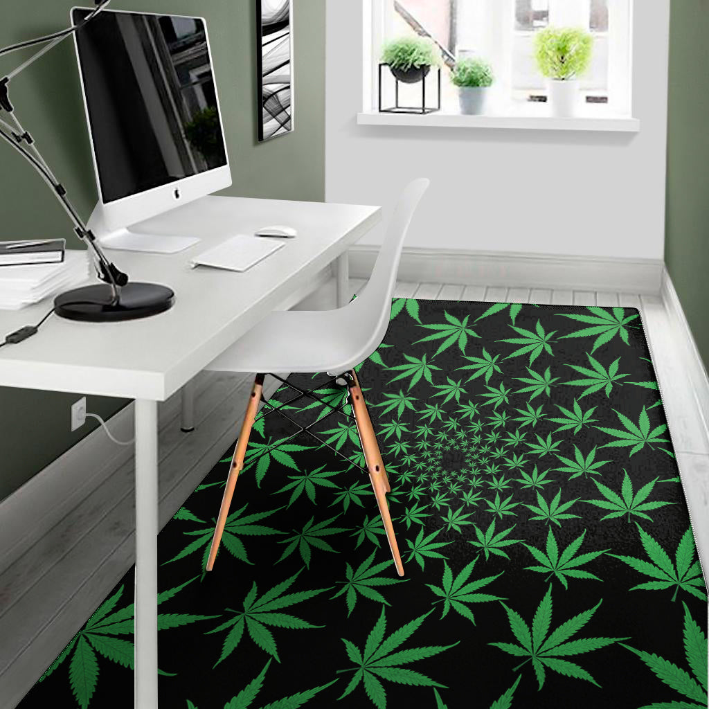 Swirl Cannabis Leaf Print Area Rug