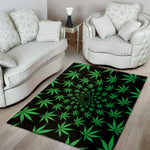 Swirl Cannabis Leaf Print Area Rug