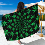 Swirl Cannabis Leaf Print Beach Sarong Wrap