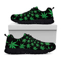 Swirl Cannabis Leaf Print Black Running Shoes