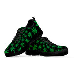 Swirl Cannabis Leaf Print Black Sneakers