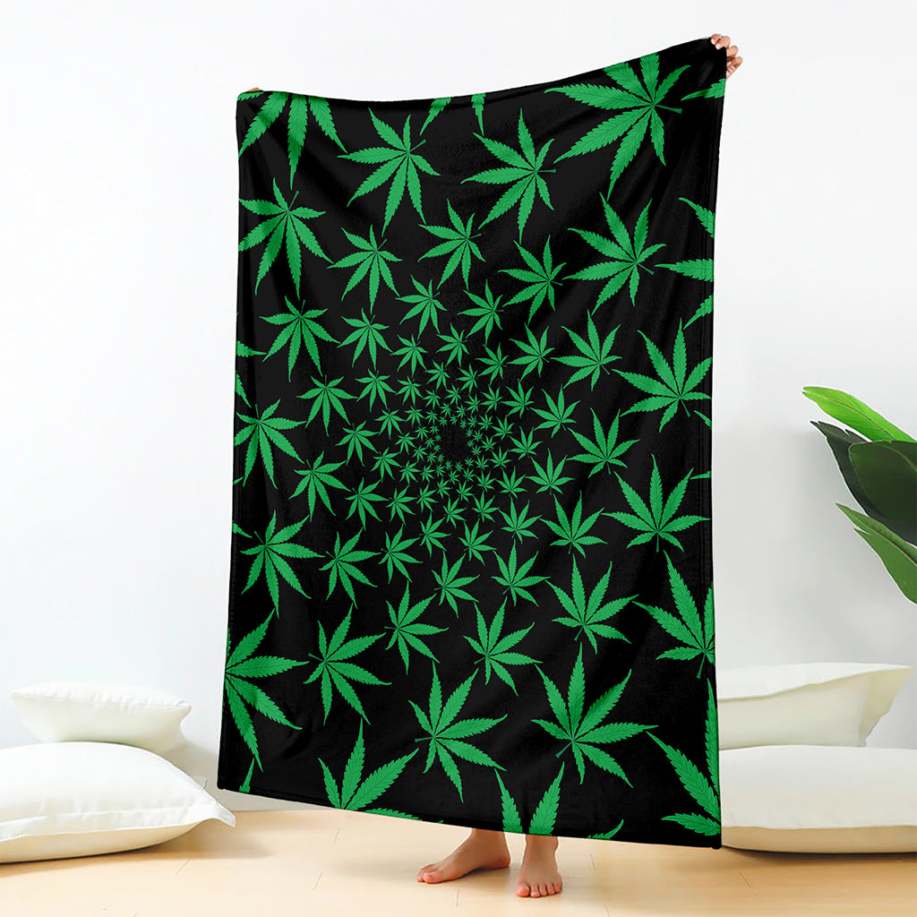 Swirl Cannabis Leaf Print Blanket