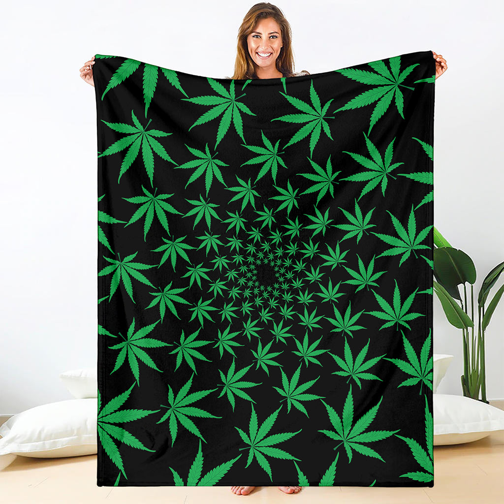 Swirl Cannabis Leaf Print Blanket