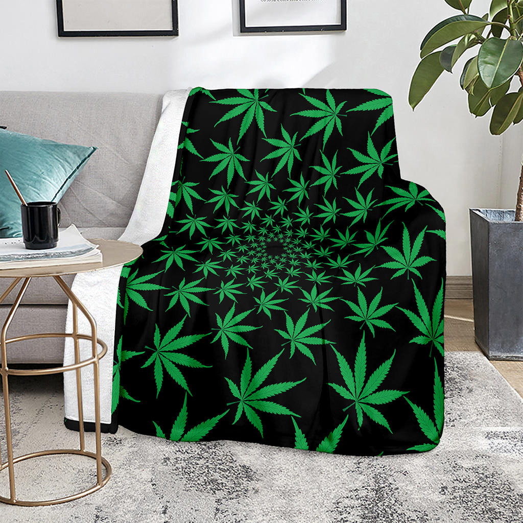 Swirl Cannabis Leaf Print Blanket