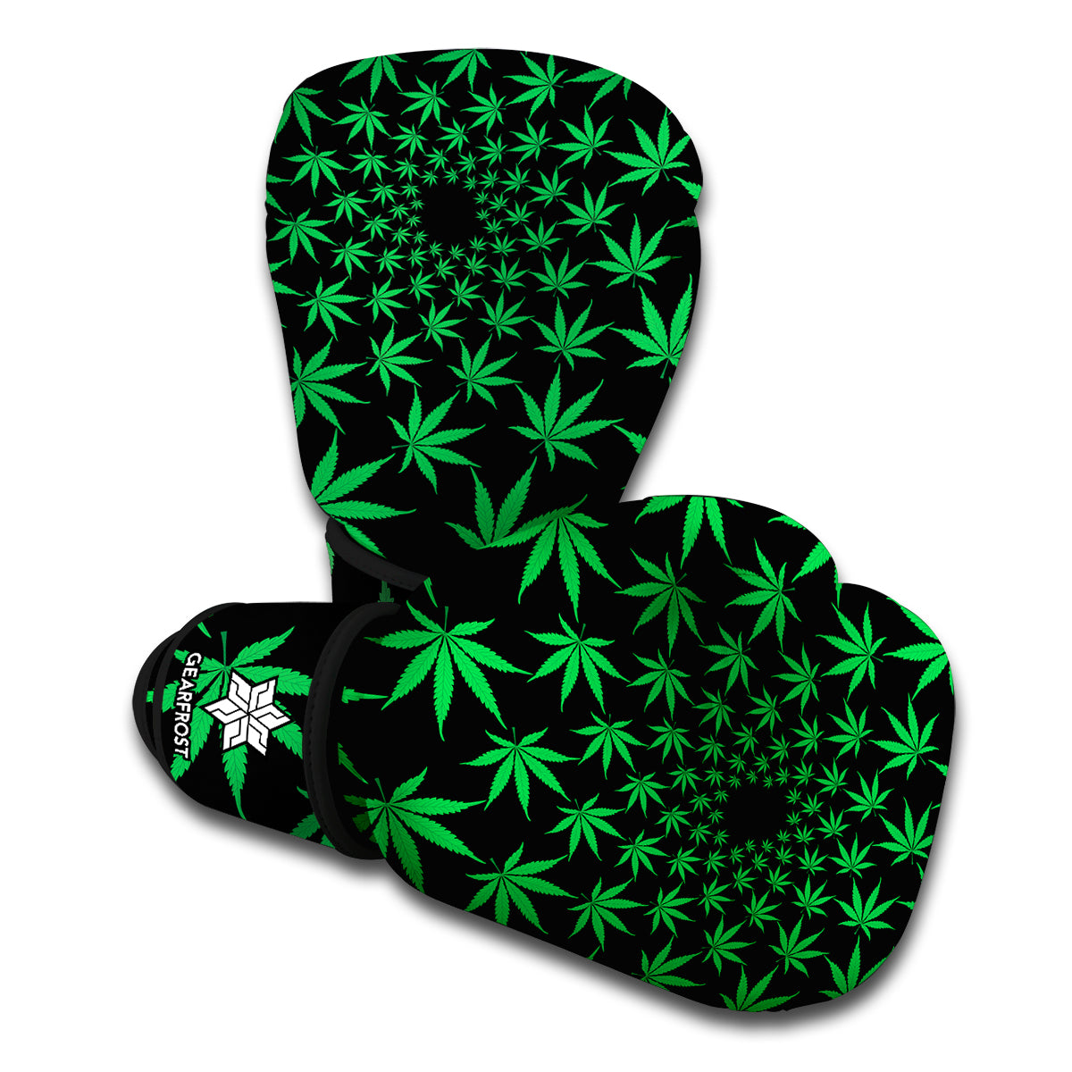 Swirl Cannabis Leaf Print Boxing Gloves