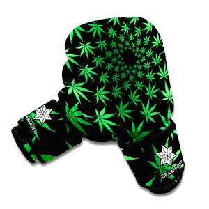 Swirl Cannabis Leaf Print Boxing Gloves