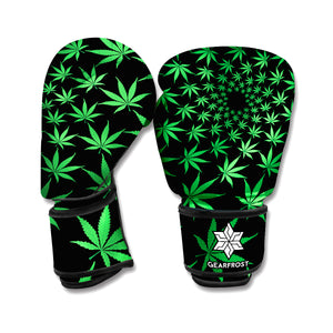 Swirl Cannabis Leaf Print Boxing Gloves