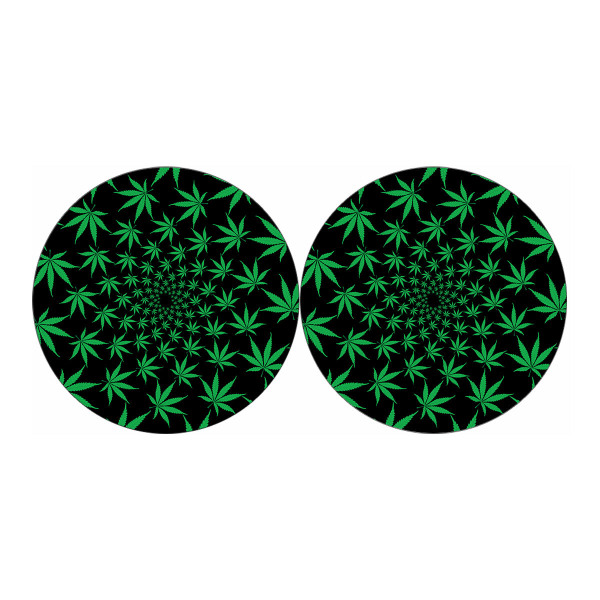 Swirl Cannabis Leaf Print Car Coasters