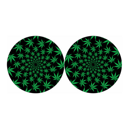Swirl Cannabis Leaf Print Car Coasters