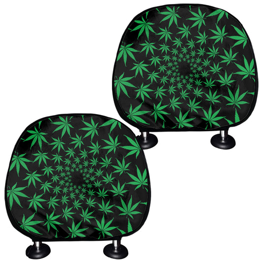 Swirl Cannabis Leaf Print Car Headrest Covers