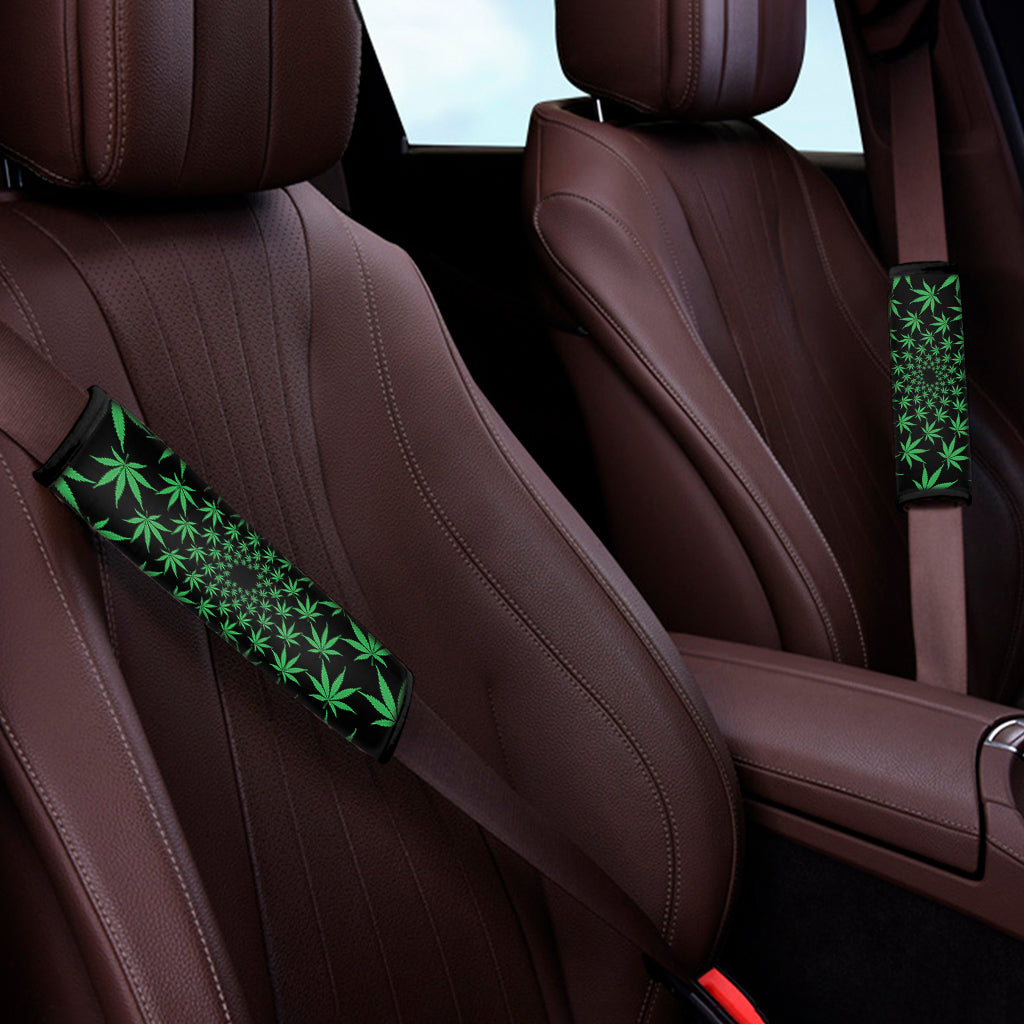 Swirl Cannabis Leaf Print Car Seat Belt Covers