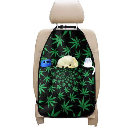 Swirl Cannabis Leaf Print Car Seat Organizers