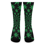 Swirl Cannabis Leaf Print Crew Socks