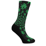 Swirl Cannabis Leaf Print Crew Socks
