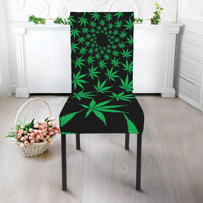 Swirl Cannabis Leaf Print Dining Chair Slipcover
