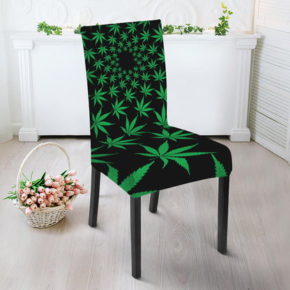 Swirl Cannabis Leaf Print Dining Chair Slipcover