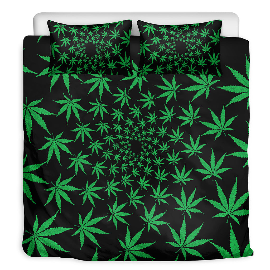 Swirl Cannabis Leaf Print Duvet Cover Bedding Set